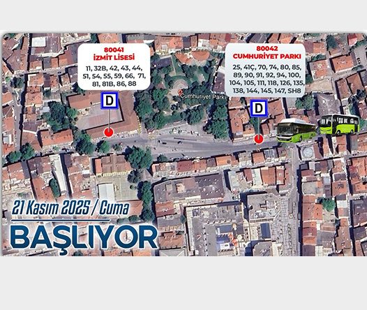 İzmit’in merkezinde o otobüs durağının yeri değiştirildi