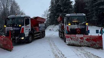 Kocaeli’de yüksek kesimlerde kesintisiz kar mesaisi