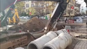 Kocaeli’de altyapı çalışması sırasında doğalgaz borusu patladı