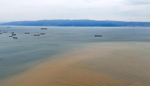 Derenin taşıdığı çamur denizin rengini değiştirdi