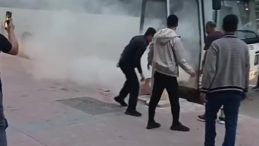 MHP’lileri taşıyan otobüste yangın: Bir kadın hastaneye kaldırıldı
