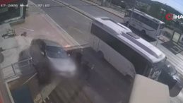 Otomobil merdiven boşluğuna uçtu: Faciadan dönülen anlar kameraya yansıdı