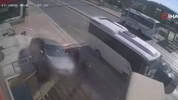 Otomobil merdiven boşluğuna uçtu: Faciadan dönülen anlar kameraya yansıdı