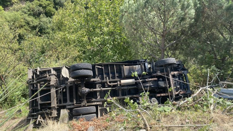 Kocaeli’de araç şarampole yuvarlandı